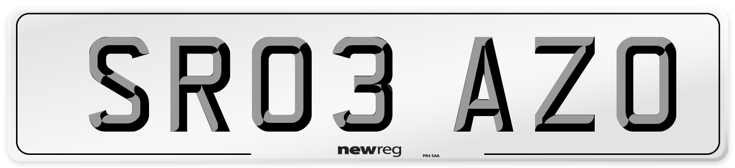 SR03 AZO Number Plate from New Reg